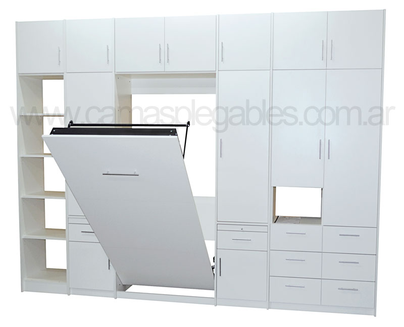 Placard-con-cama-rebatible-plegable-colchon-1-plaza-escritorio-estantes-baulera-melamina-003